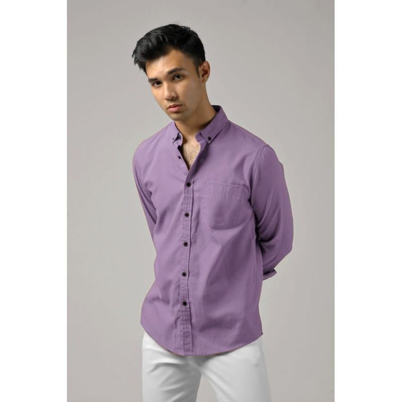 KEMEJA POLOS COUPLE AYAH DAN ANAK WARNA LILAC