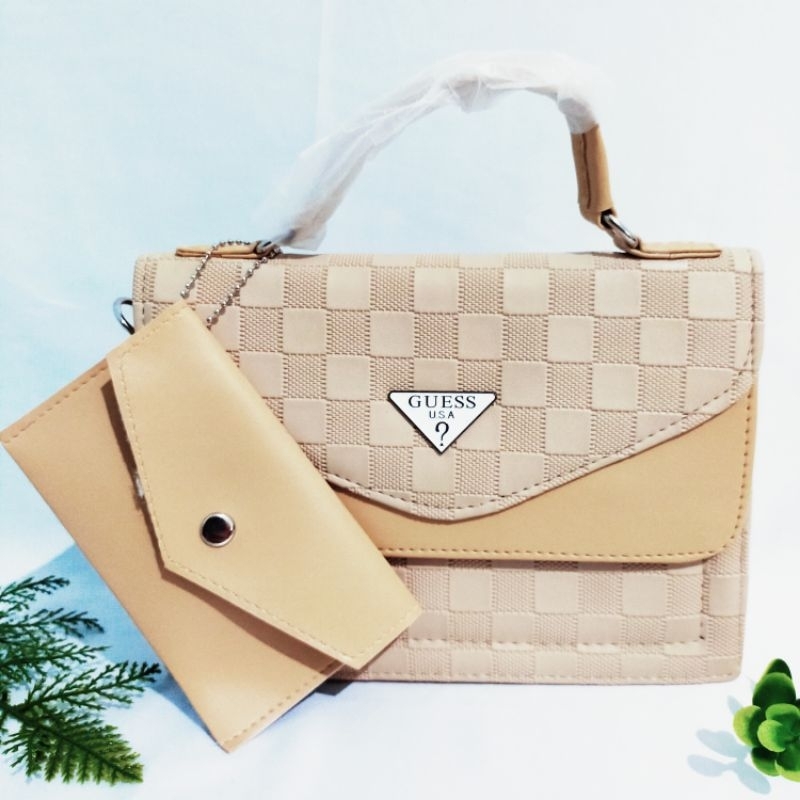 Tas Guess Wanita/ Top Handle Bag/ Sling Bag free dompet mini
