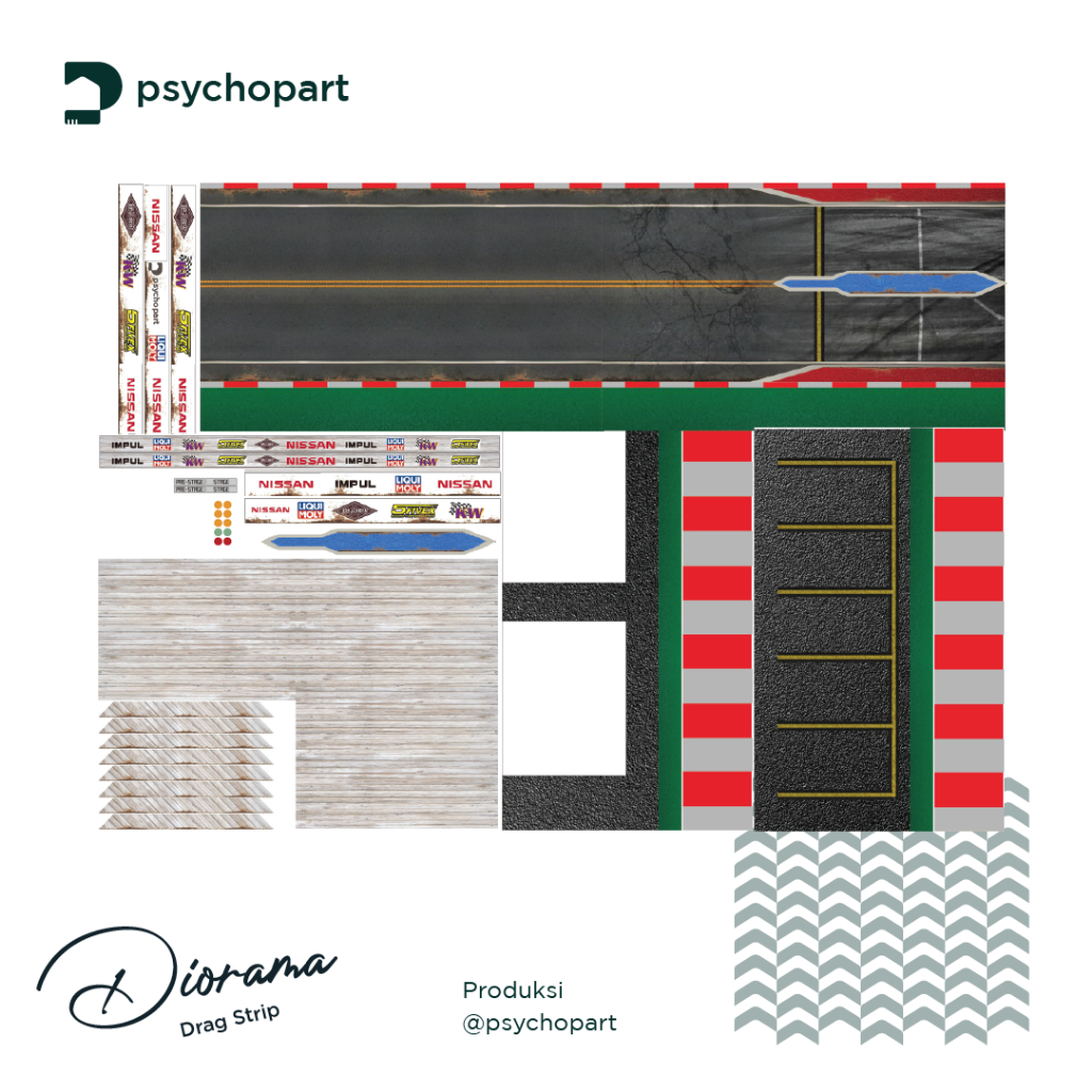 Diorama Papercraft Realistic Drag Strip 1/64