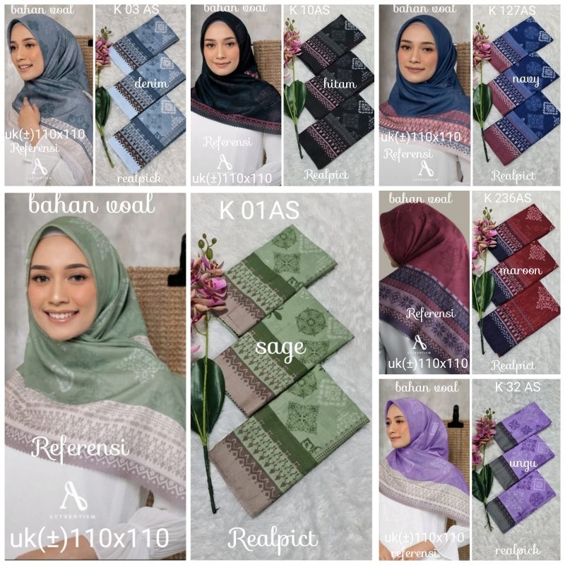 jilbab segi empat  motif voal motif lasercut denay motif voal motif premium (harga grosir partai)