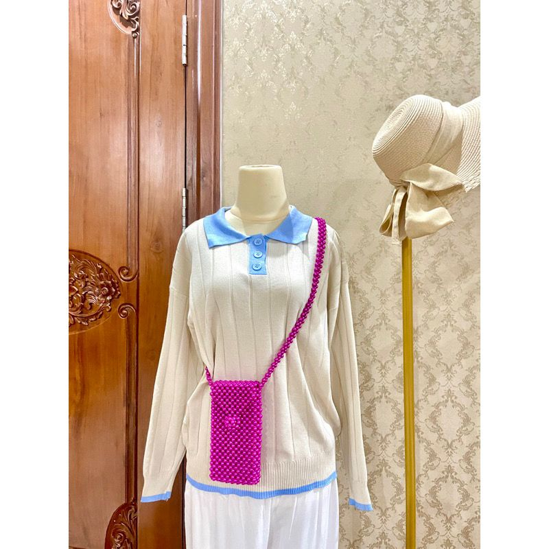 Sweater Wanita - Collar Girl Sweater Oversize - Sweater Wanita Korean Style