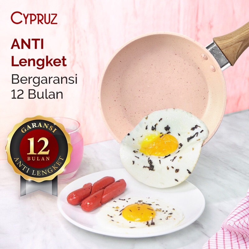 Cypruz Color Marble Wajan Penggorengan / Fry Pan Anti Lengket