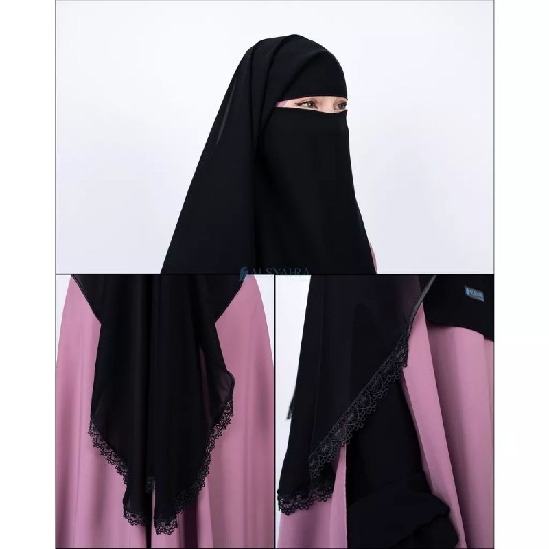 Niqab Yaman Altaj Sifon Silk Jetblack Alsyahra Exclusive