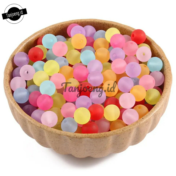 (50Pcs) Manik Bulat Ice 8mm  Manik candy Acrylik Bahan Kerajinan Craft