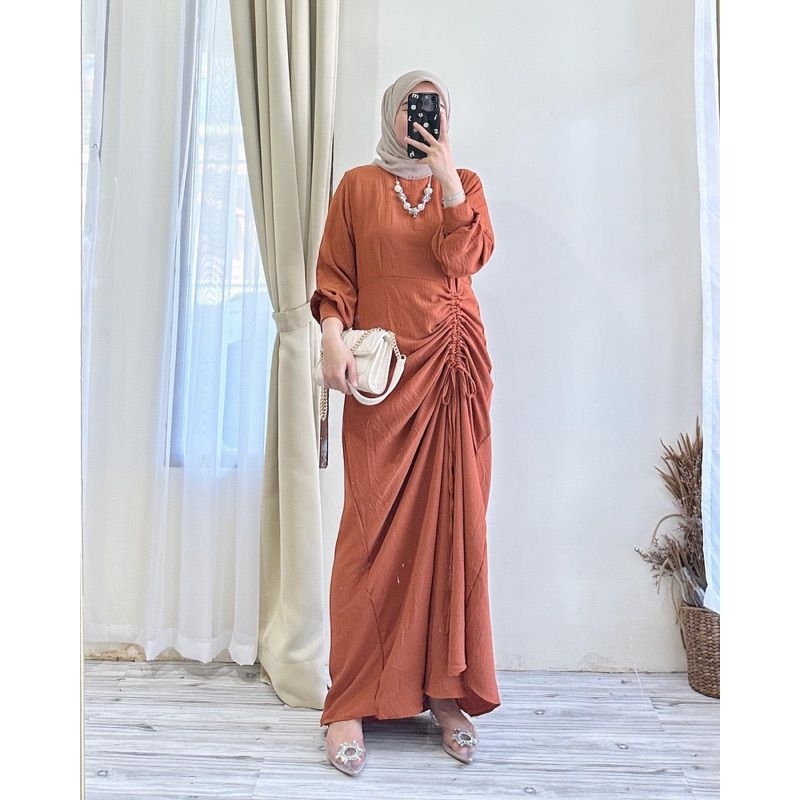 SIZE S M L XL  ERICA 2 DRESS CRINCLE AIRFLOW GAMIS SERUT REMAJA KEKINIAN GAMIS PESTA KONDANGAN