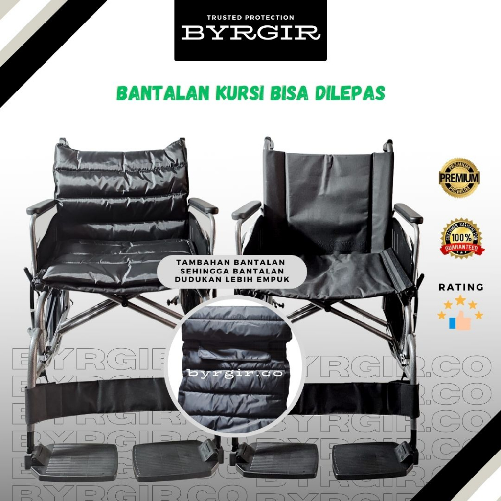 BYRGIR Kursi Roda Lipat Wheelchair Ukuran Big Size Jumbo Besar Travel Traveling Portable Comfort Kokoh Dan Kuat Nyaman Praktis Berat Pengguna Hingga -200KG