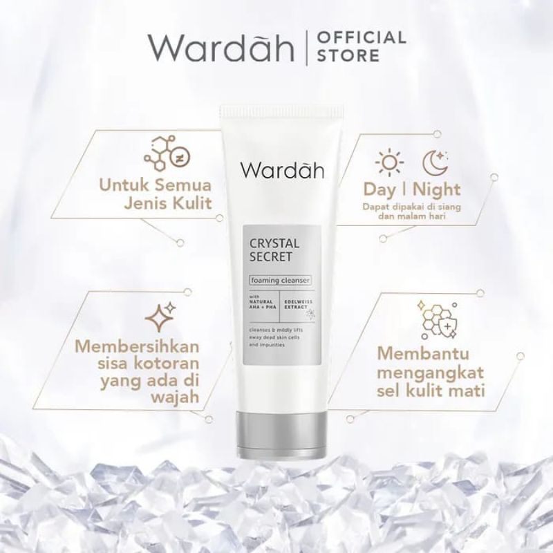 Wardah Crystal Secret Foaming Cleanser With Natural AHA+PHA 100 ml - Sabun Cuci Muka Wardah