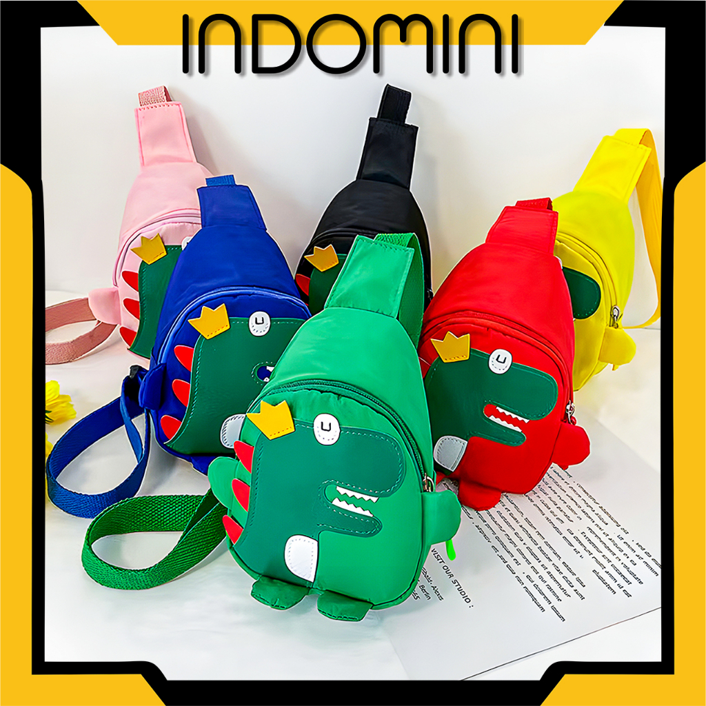 INDOMINI Tas Anak Dinosaurus tas Slempang Anak Laki Perempuan Sling Bag Anak W186