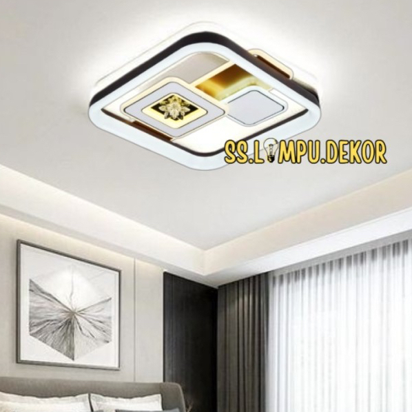 LAMPU PLAFON MINIMALIS LED MODERN KRISTAL MODEL KOTAK HIAS RUANG TAMU