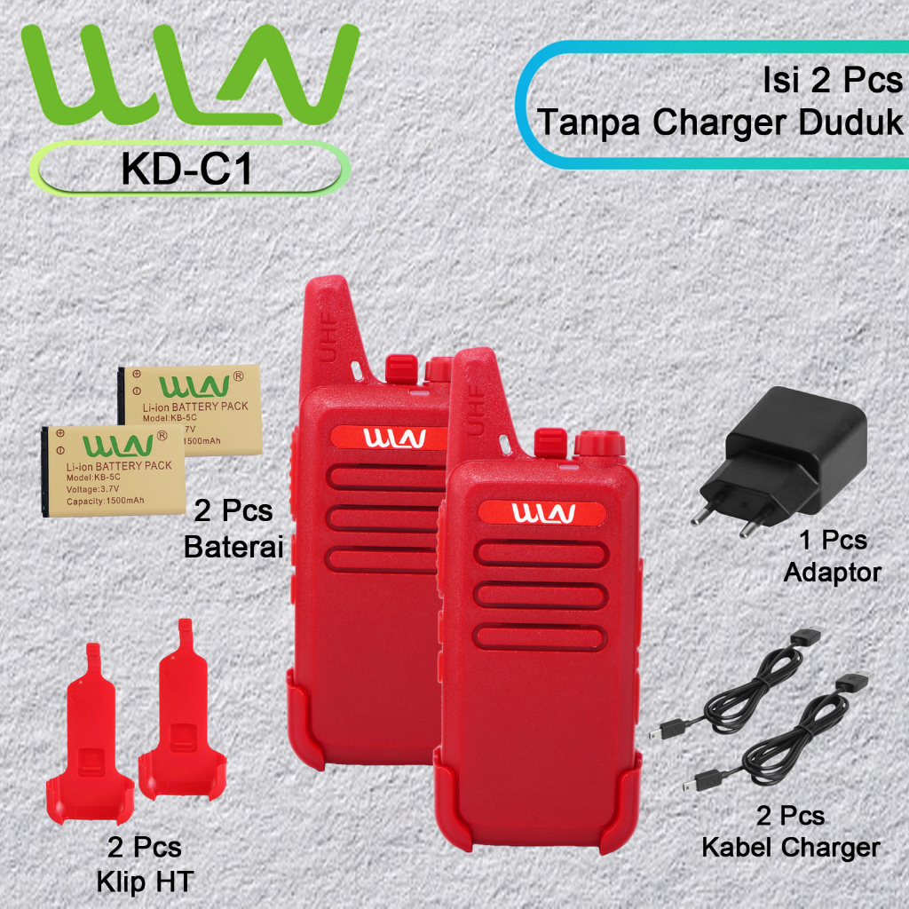 HT WLN KD-C1 HITAM, MERAH, PUTIH (TANPA DESKTOP/CHARGER DUDUK) ISI 2PCS