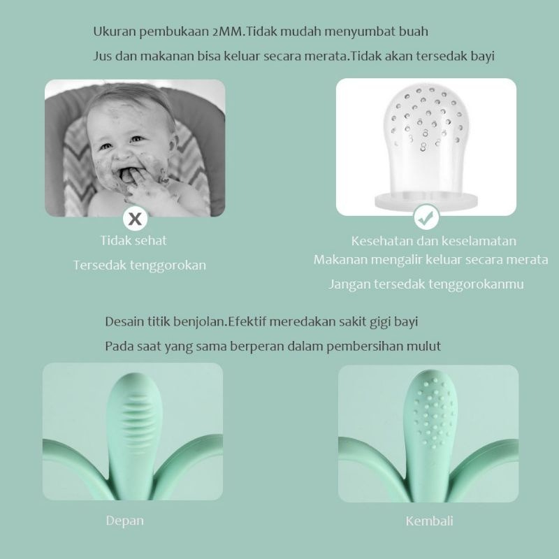 Teether bayi berbentuk buah 3in1, Mainan gigitan bayi BPA Free Mainan Gigitan Bayi Teether Bayi Teether Bahan Silikon / Gigitan Bayi