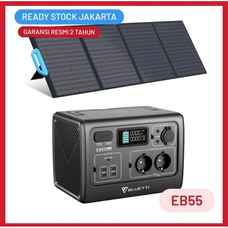 BLUETTI EB3A EB55 EB70 Poratble Expansion Baterry Baterai Solar Panel Pengganti Genset