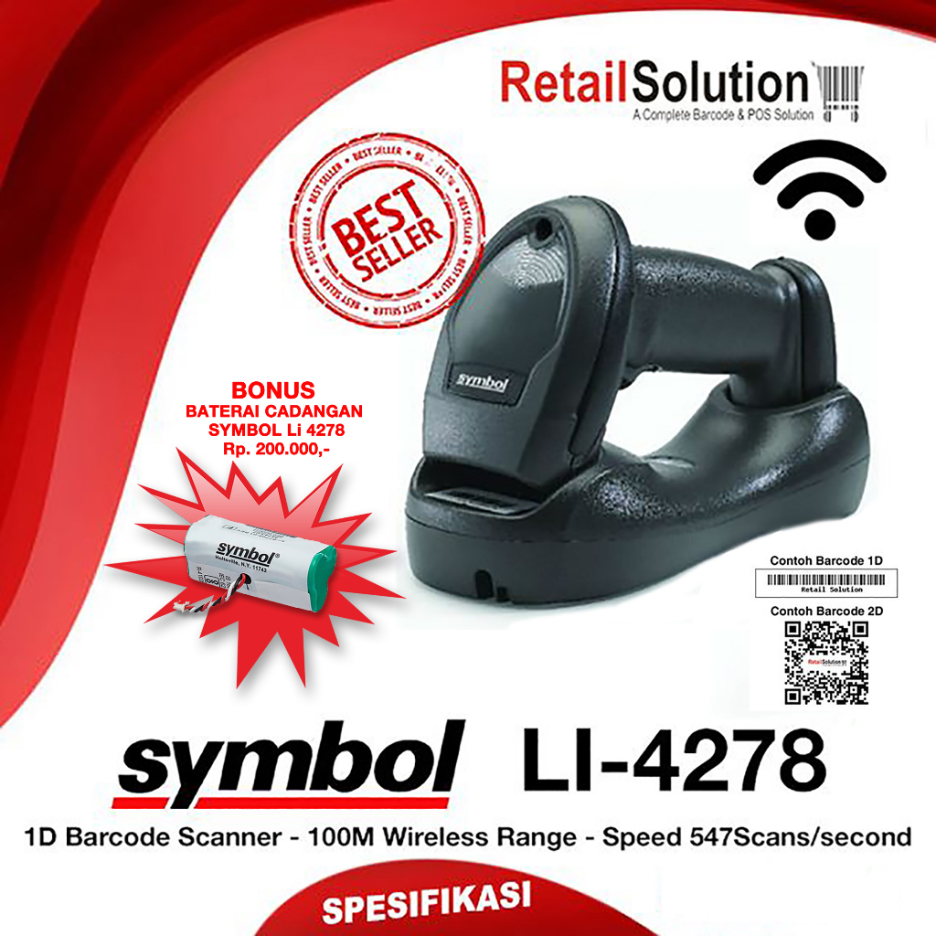 Barcode Scanner 1D Wireless 100M - Symbol LI4278 / LI-4278