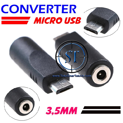 Adapter Converter Micro USB 5 Pin Male to Jack DC Power Plug 3.5mm x 1.35mm