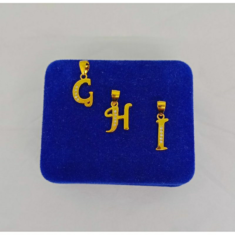 liontin huruf latin mp 1 brs/perak asli silver 925 lapis emas/perhiasan fashion terbaru