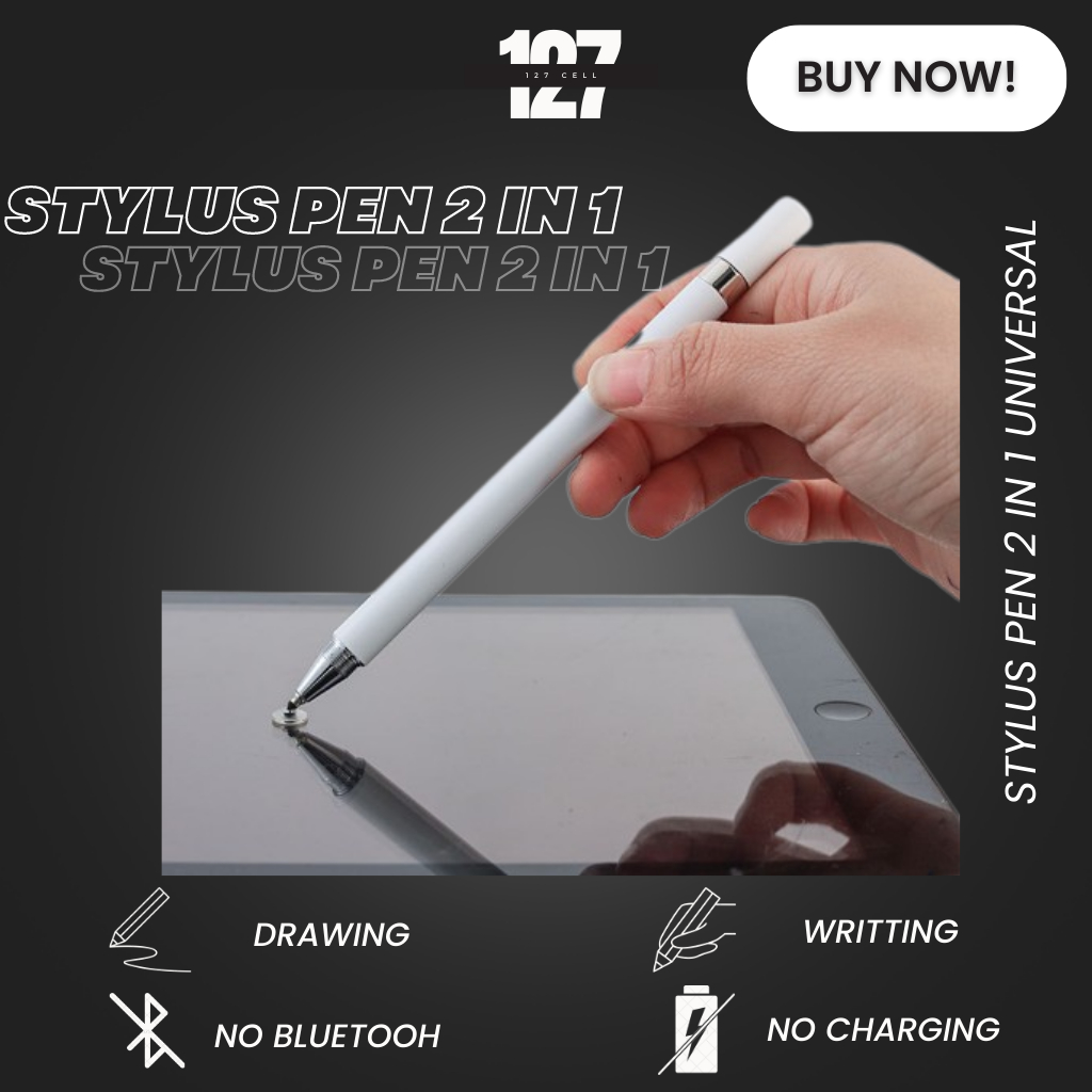 Stylus Pen 2 in 1 for Android HP Tablet Drawing Stylus Handphone Universal Touch Screen Bolpen Stilus