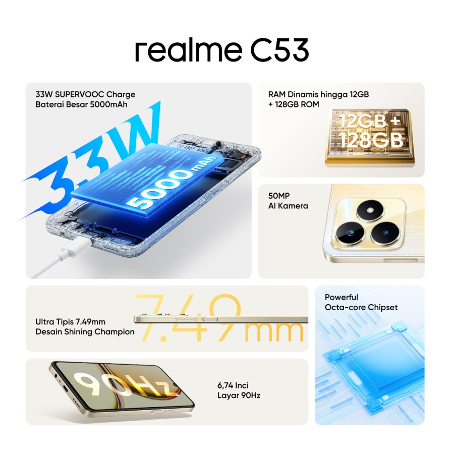 Realme C53 6/128 GB RAM 6 ROM 128 6GB 128GB HP Smartphone Android