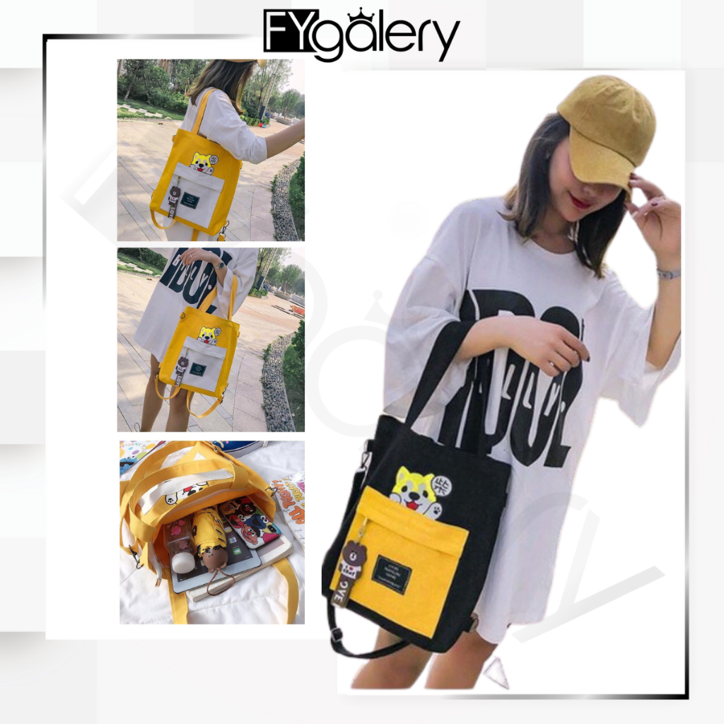 FYGALERY FYG1397 TOTE BAG KANVAS KARAKTER RESLETING