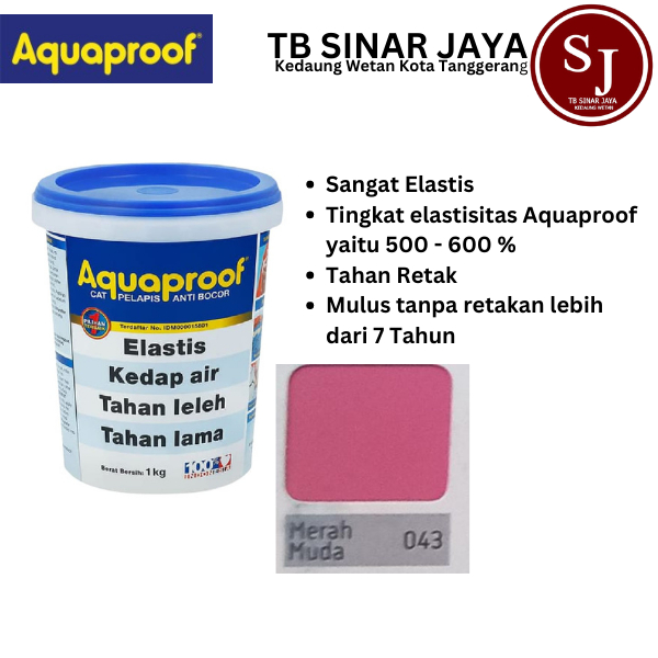 Aquaproof Cat Pelapis Anti Bocor Kemasan 1kg - 043 Merah Muda