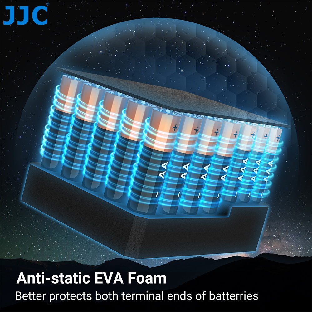 JJC Kotak Baterai 20 Slot AA 14 Slot AAA Battery Anti Static Eva Foam - JBC-34AK - Black