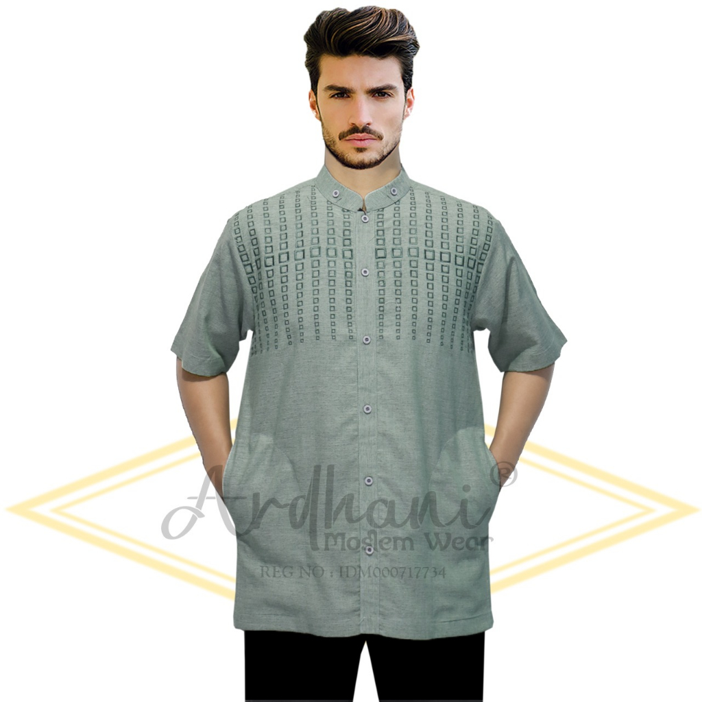 Baju Koko Modern Pria Dewasa 2024 Baju Koko Pria Terbaru 2024 Baju Koko Bordir Pendek Katun Shakeil 