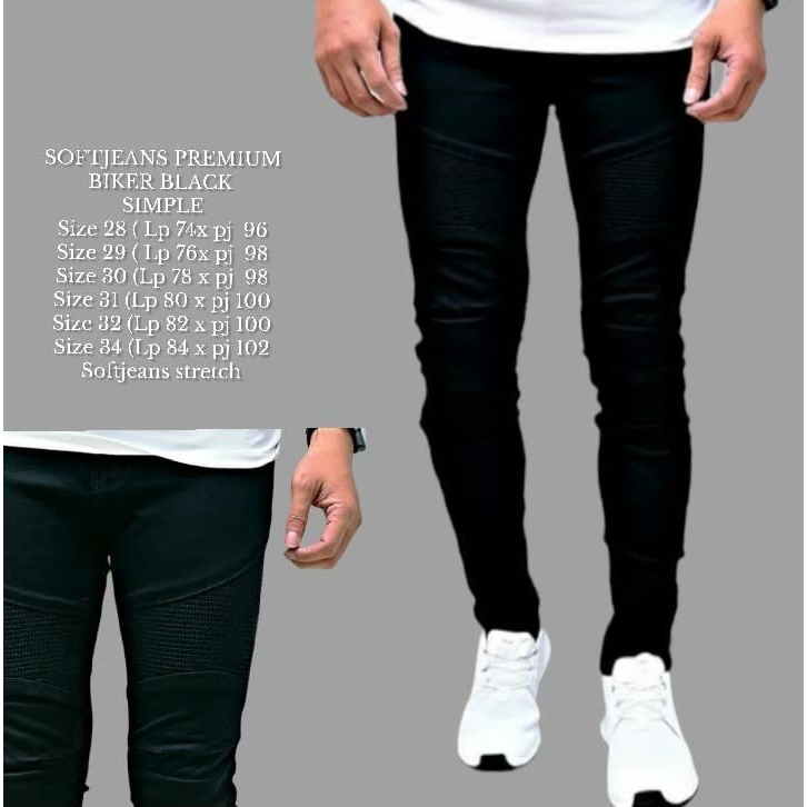 Celana Panjang Jeans Biker Pria Hitam Celana Soft Jeans Skinny Biker Rn Seven Denim  Termurah