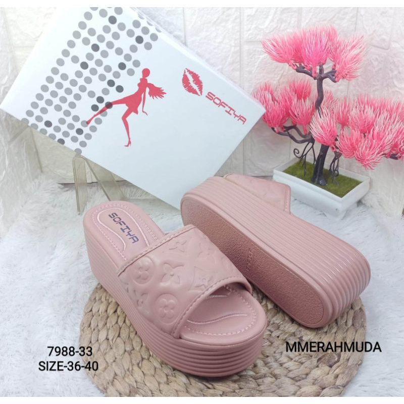SANDAL SOFIYA WEDGES ( 7988 ) Sandal Wedges Wanita Kekinian Termurah Terbaru Sandal Wanita Hak Tingg