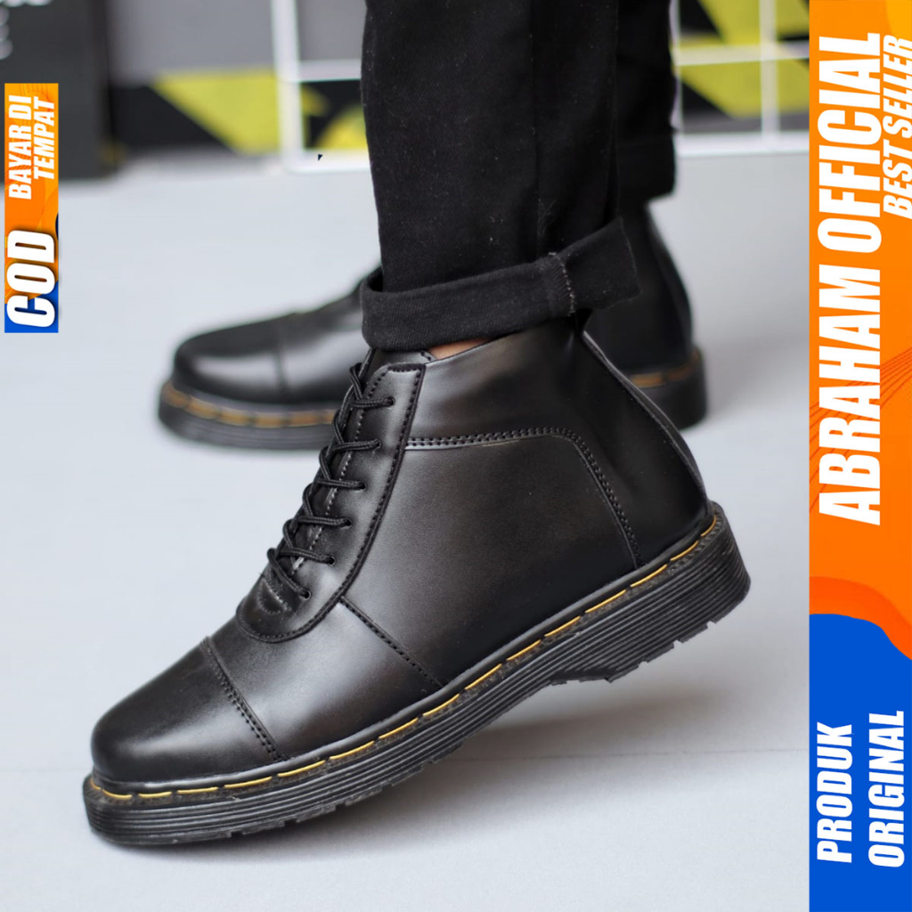 Sepatu  Formal Docmart Boots Tinggi Hitam Pria