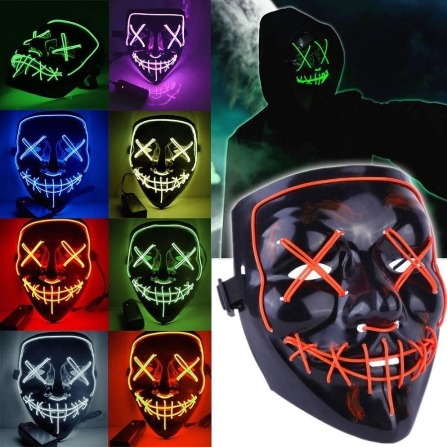 TOPENG LED THE PURGE HALLOWEEN EVENT CSOPLAY MASK MENYALA 3 JENIS KEDIPAN LAMPU IMPOR MURAH