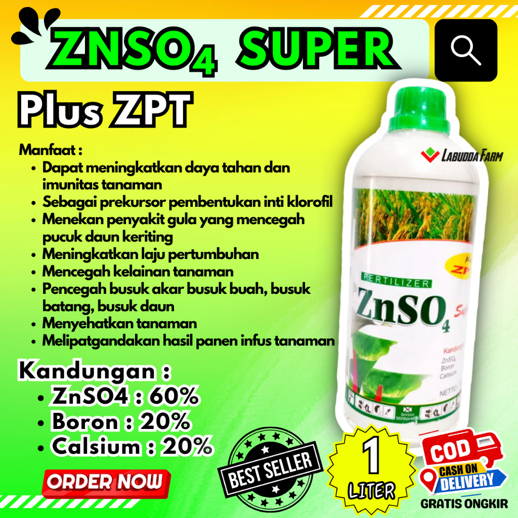 Pupuk ZnSO4 Untuk Padi 1 Liter Pupuk Cair Padi Pupuk Mikro ZnSO4 Super Kandungan Znso4 Boron Kalsium
