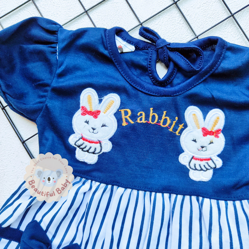 Dress Bayi Perempuan Motif Rabbit Twins / Rok Gaun Baju Bayi Perempuan  Merk Rifky Collection / Baby.ou