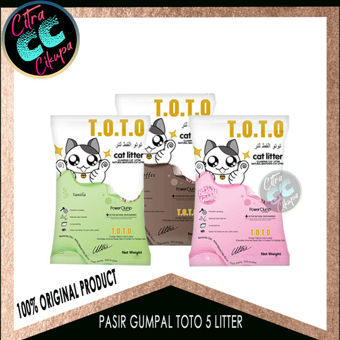 Pasir Kucing gumpal wangi TOTO 5 L pasir wangi gumpal