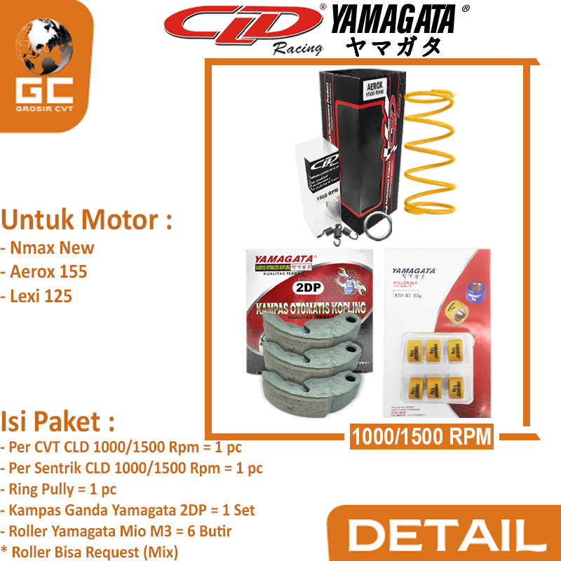 Paket Per CVT + Sentrik + Roller Kampas ganda Yamaha Mio M3 S Z Soul GT Fazzio Lexi X Ride Fino Freego 125 CLD YAMAGATA 1000/1500 RPM