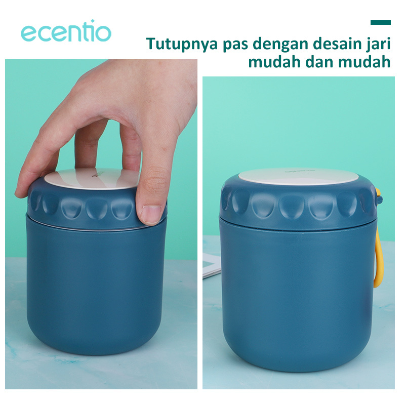 ecentio cangkir sup 400ML tahan panas cup soup anti tumpah portabel Dengan sendok