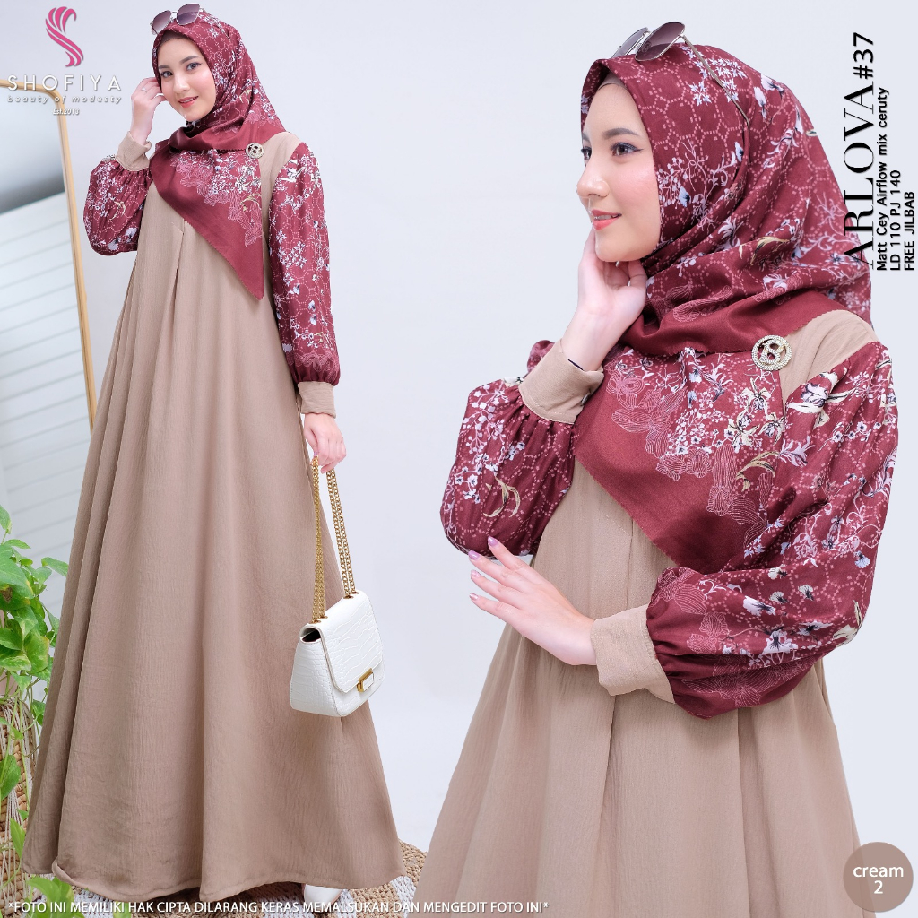 [100% ORI] ARLOVA #37 SET GAMIS DRESS PESTA WISUDA ORI BY SHOFIYA || DRESS WANITA DEWASA