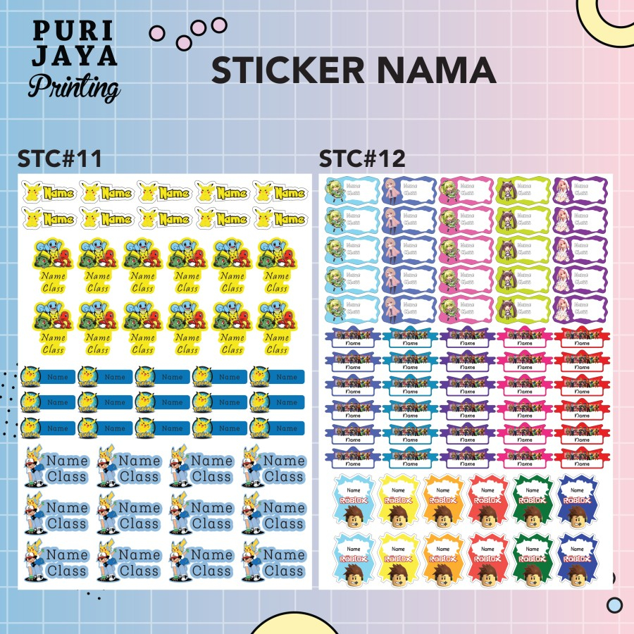 

STIKER LABEL NAMA ANAK WATERPROOF 2 UKURAN A4