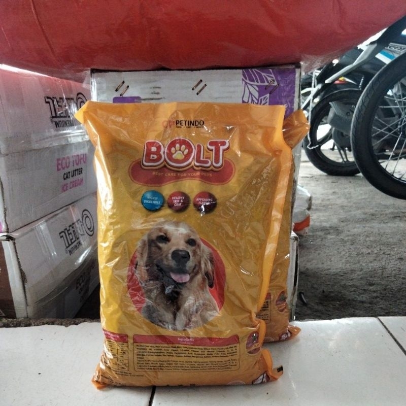 bolt dog kemasan 1 kg Makanan anjing murah rasa beef