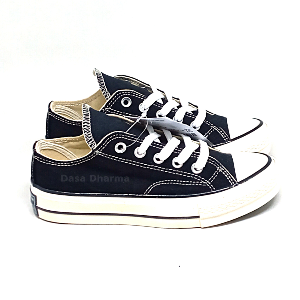 Sepatu Konvers Low Cut 70s Hitam Putih Glosy Import Vietnam