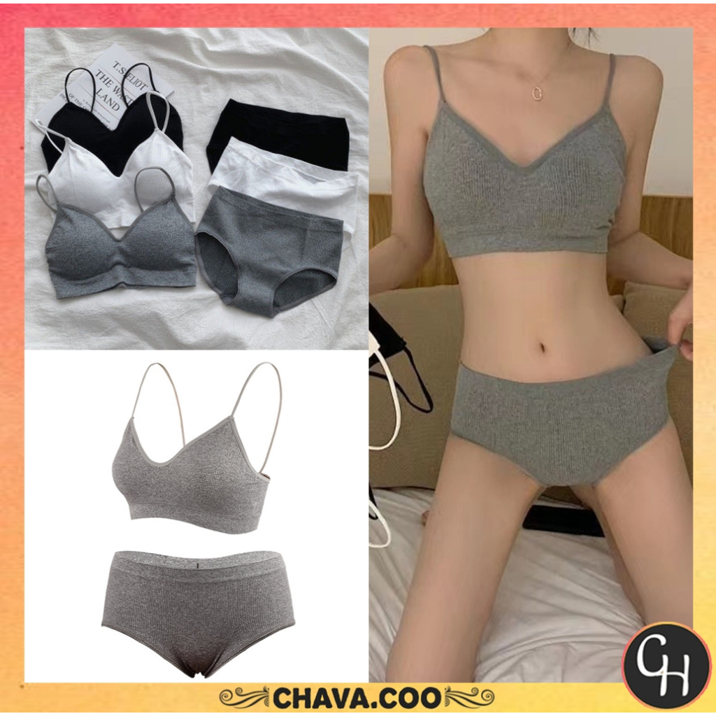 CHAVA | BR668 Bra Set BH+CD Wanita 1 Set Olahraga Pakaian Dalam Wanita Bra bh sport yoga gym lari Wanita