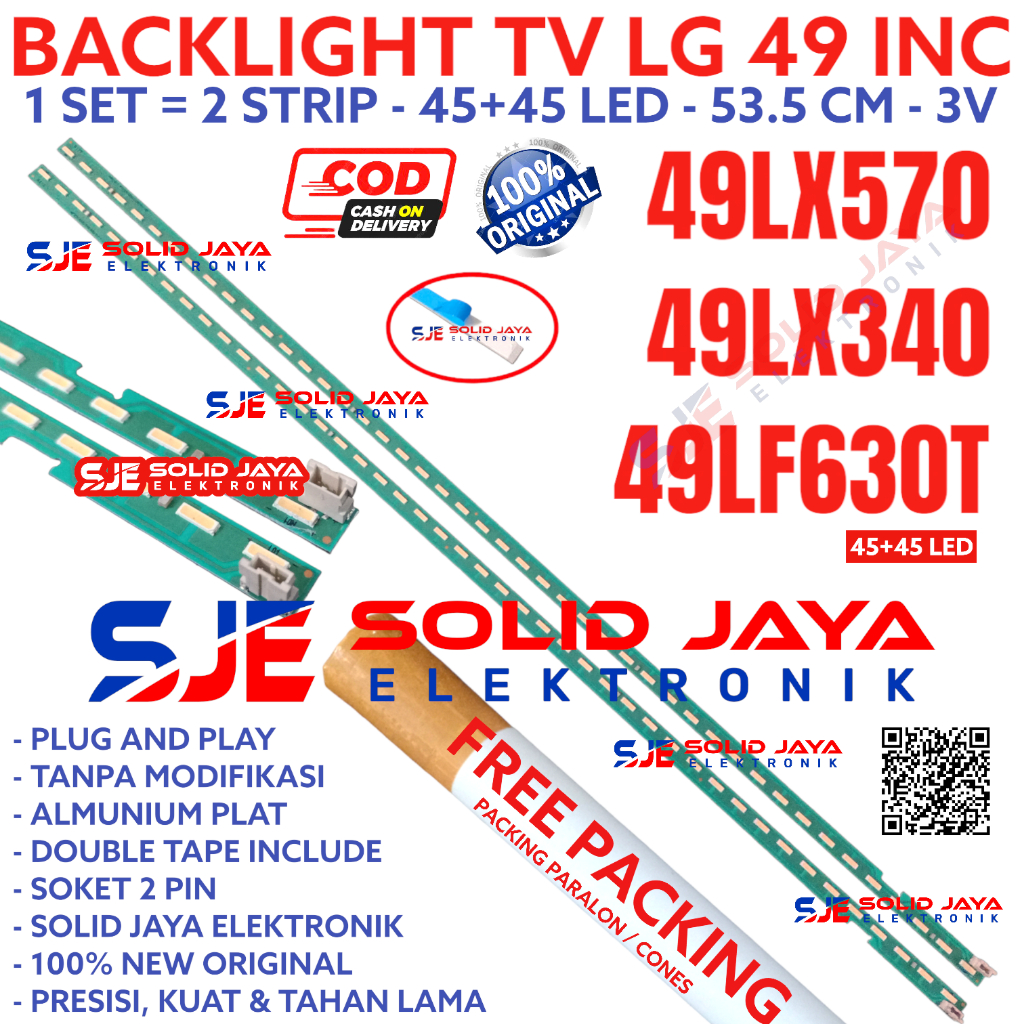 BACKLIGHT TV LED LG 49 INC 49LF630 49LF630T 49LX340 49LX570 49LF 49LX LAMPU BL SMD LIDI STRIP STRIPS 45K 45LED 45 KANCING 49&quot; V15 ART3 FHD REV 0.4 1