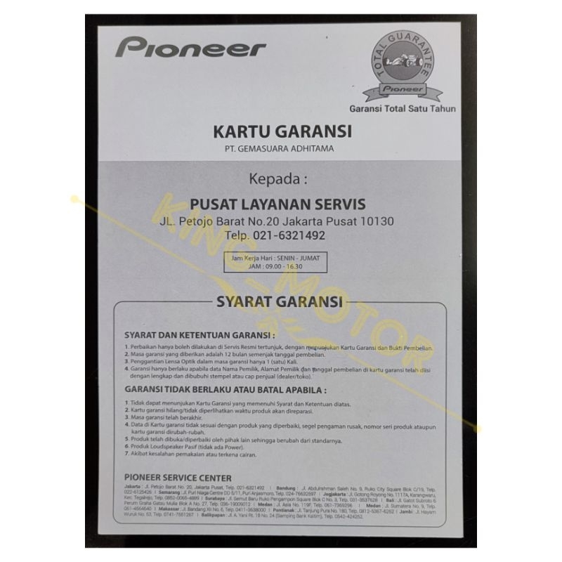 Subwoofer Slim Kolong Aktif Pioneer TS-WX010A (GARANSI RESMI)