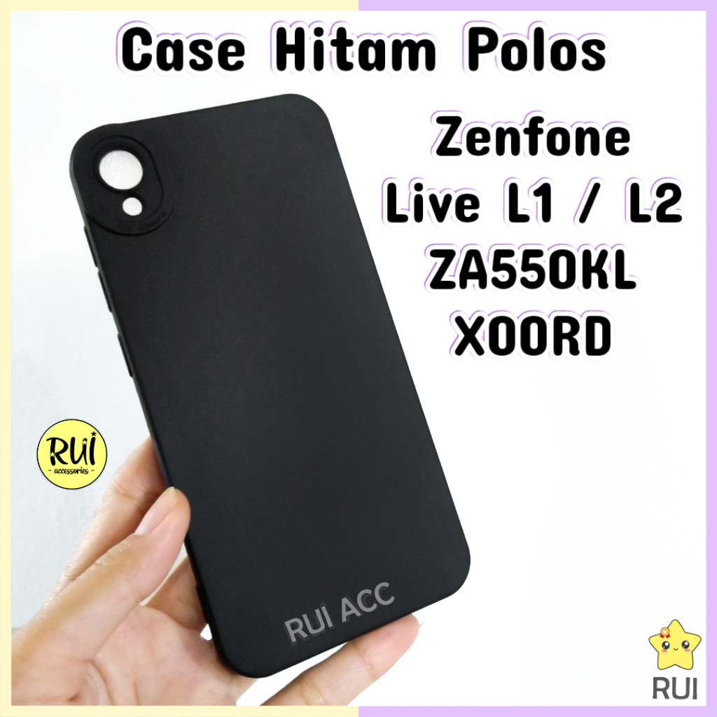 Case Hitam Asus Zenfone Live L1 L2 / ZA550KL LIFE X00RD Softcase Silikon Polos Lentur Black Matte Ru