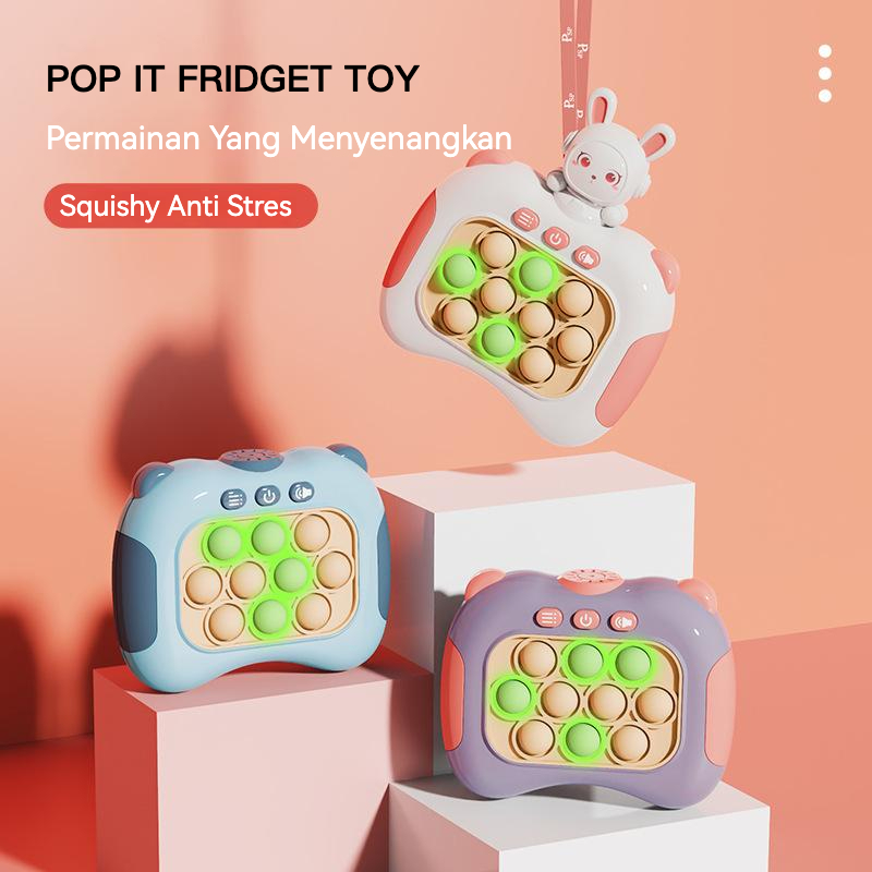 Pop It Elektronik 2023 New Pop It Push Bubble Game Challenge Fidget Toys Dengan Mesin Game LED Menghilangkan Stress Mainan Anti-Stres Squishy