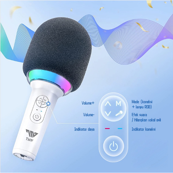 Wireless Microphone Karaoke Bluetooth Mikropon Karaoke Speaker Karaoke  Mic Portable / lampu RGB