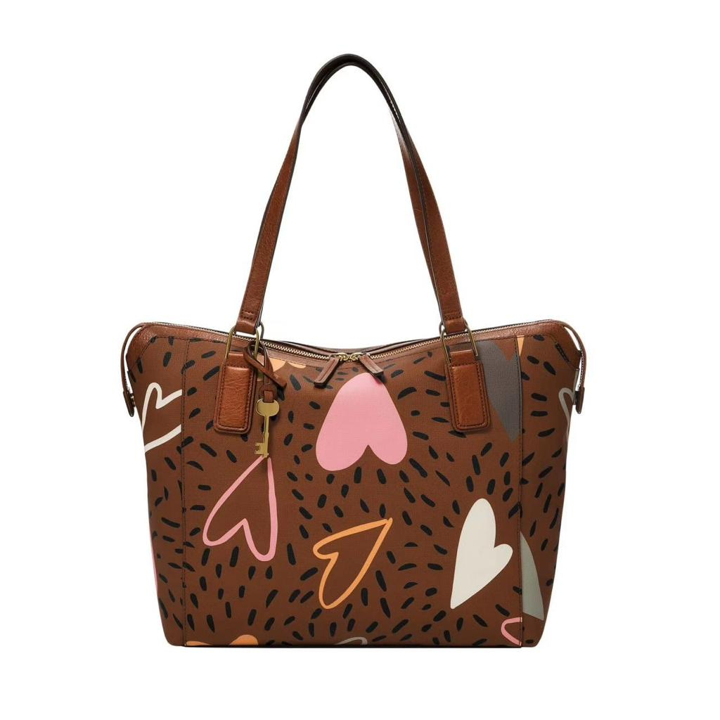 Fossl Jacqueline Satchel Brown Hearts