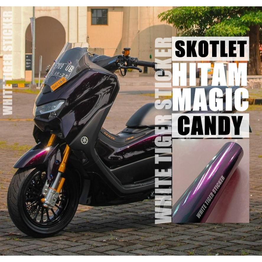 SKOTLET STIKER MOTOR LEMBAYUNG HITAM SCOTLITE BLACK RED MAGIC CANDY SKOTLET HITAM LEMBAYUNG