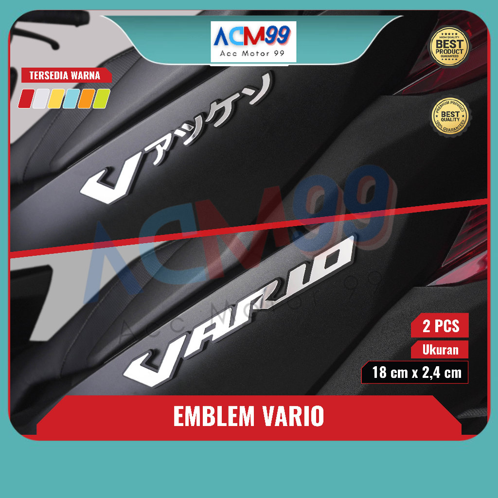 2pcs Emblem logo Vario timbul akrilik garnish vario