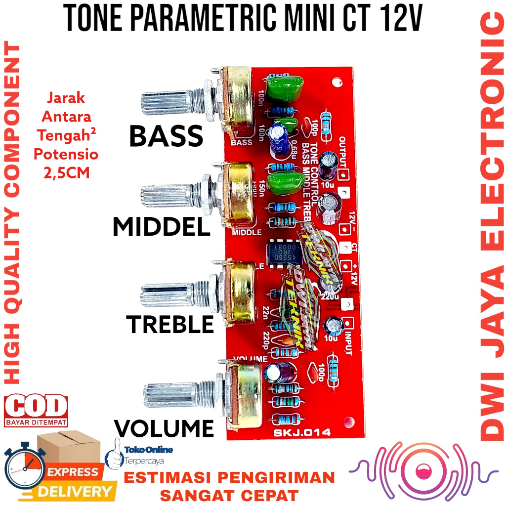 Terangshop17 Kit Tone Control Parametrik Mini Kit Parametrik Ic 4558