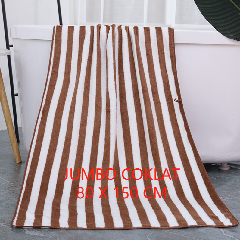 TBOSS [80X150cm] Handuk Mandi Extra Besar Dewasa Handuk Polos Serat Air Microfiber-SALUR COKLAT