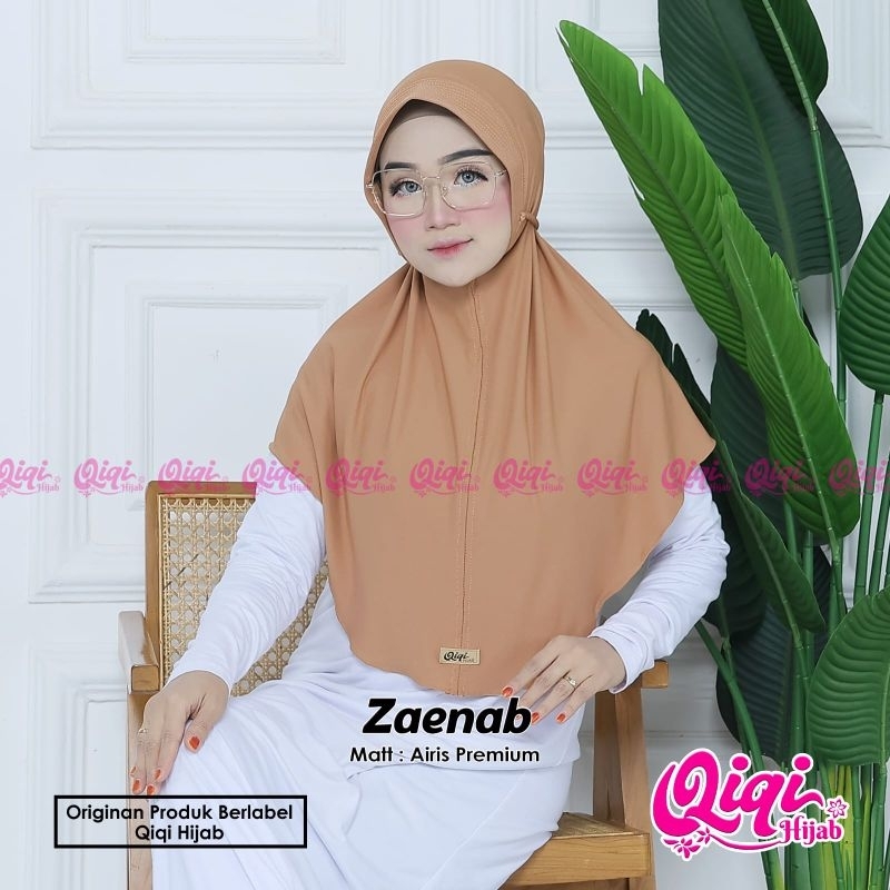 (Qiqi Hijab) ZAENAB •jilbab instan airish premium•kerudung instan pet tali kepang